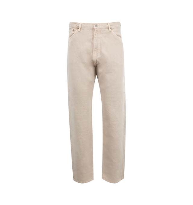 Image 1 of 3 - NEUTRAL - KAPTAIN SUNSHINE 5 Pocket Pant featuring garment dyed for a unique vintage effect, relaxed fitting with East Coast wide tapered cut, zipper fly and five pockets. 54% cotton, 46% hemp.