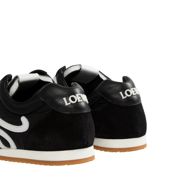 Image 3 of 5 - BLACK - LOEWE Ballet Sneaker in nylon and calfskin featuring an asymmetrical toe shape, a sock-like internal structure, a lightweight rubber outsole that extends to the toecap, L monogram at the side, embossed Anagram on the tongue and injected rubber LOEWE on the heel tab. Made in Italy.