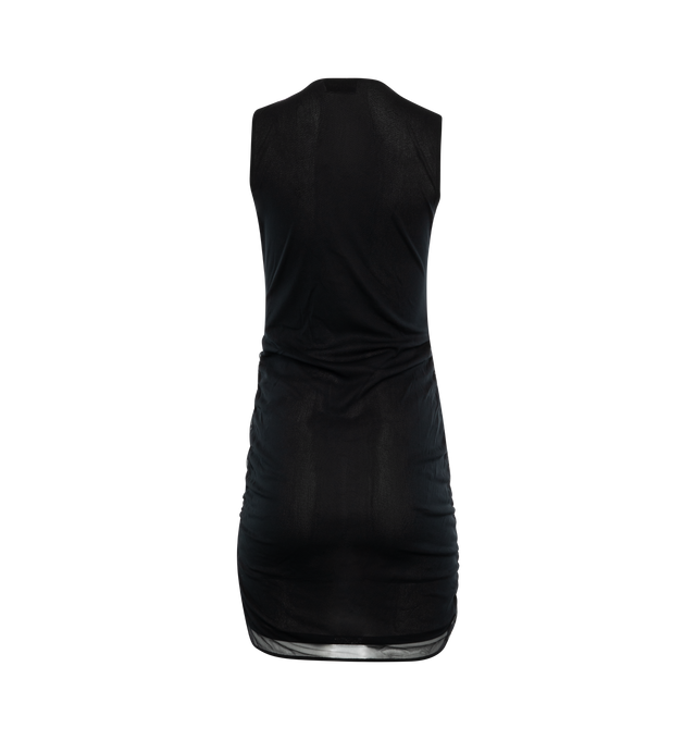 Image 2 of 2 - BLACK - Saint Laurent Semi-sheer sleeveless mini dress with round neck and ruched sides crafted from delicate 100% polyamide with viscose lining. Made in Italy. 