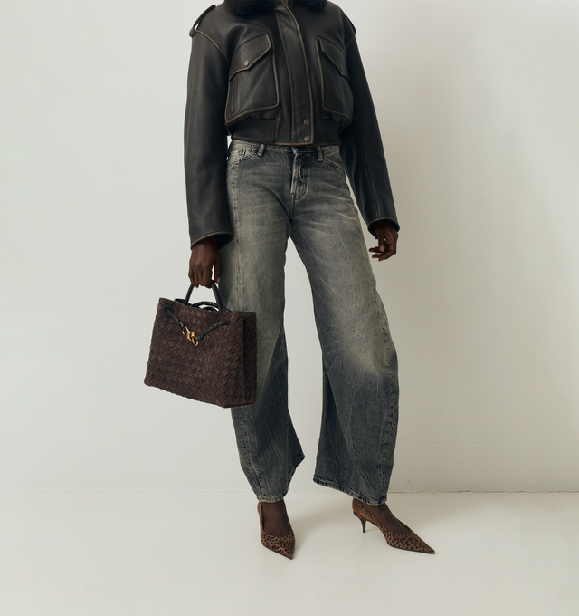 Image 2 of 4 - BLACK - ACNE STUDIOS 2006F Gothik Jean featuring loose fit, low waist, wide shaped leg, long length, 5-pocket construction and button fly closure. 82% cotton, 18% lyocell.