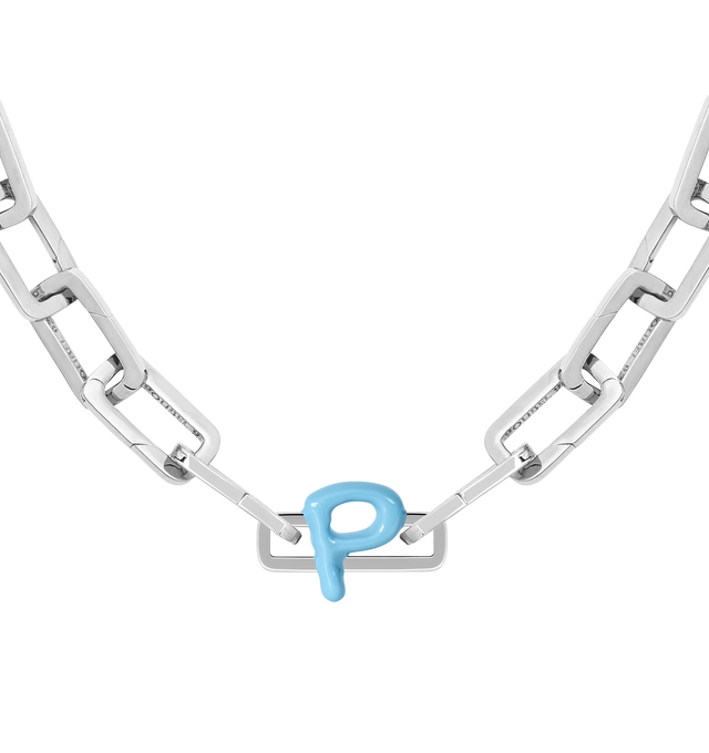 Image 8 of 8 - BLUE - Poubel by The Gstaad Guy "P" charm from the Alphabet Collection. All charms are made of .925 sterling silver, and are hand-painted using non-toxic lead-free enamel.Links sold separately. Hirshleifers offers a range of initial pieces from this collection in-store. For personal consultation and detailed information about jewelry, please contact our dedicated stylist team at personalshopping@hirshleifers.com