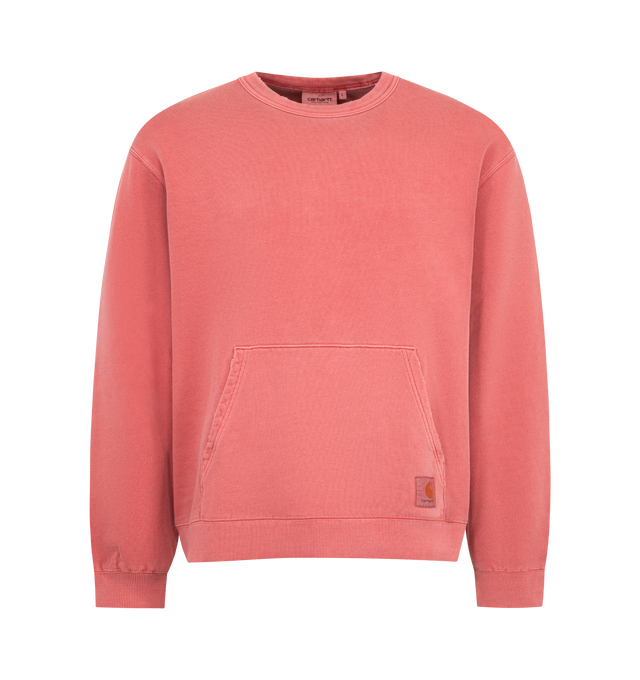Image 1 of 2 - RED - CARHARTT WIP Hooded Torion Sweatshirt featuring balloon fit, unbrushed, kangaroo pocket, grinded details and overdyed square label. 100% cotton.