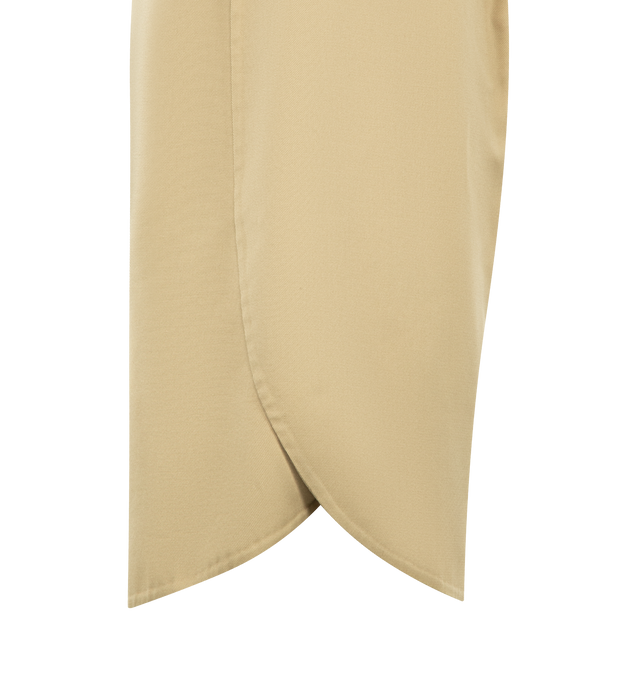 Image 4 of 4 - BROWN - BALENCIAGA Tulip Bermuda Shorts featuring double cotton, tulip shape with two distinct panel-like constructions on the front and back, evokes flower petals, open sides, mid-rise waist, covered zip fly, 5 belt loops, 2 front slash pockets and 2 back pipied pockets. 99% cotton, 1% polyamide. Made in Italy.