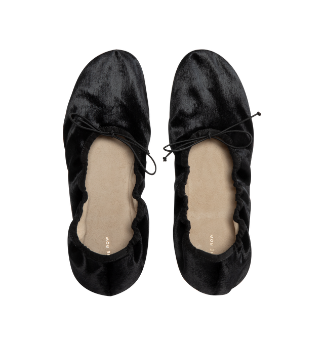 Image 4 of 4 - BLACK - THE ROW Round Ballet Flat featuring slip-on styling, almond toe, smooth nappa upper with cow leather sole and goat leather lining. Made in Italy.