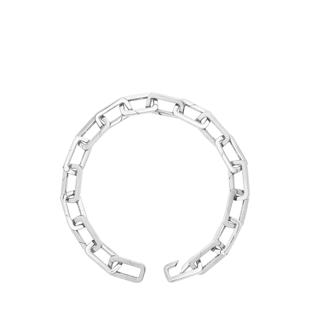 Image 1 of 8 - SILVER - Poubel by The Gstaad Guy Necklace Links composed of 43 interchangeable sterling silver links, acting as a canvas for your Poubel charms. Poubel links are made with recycled, rhodium plated, sterling silver, comprised of 92.5% pure silver and 7.5% other metals. The addition of other metals makes our links more durable, without compromising colour or shine. Circumference: 50 cm. Size: one size fits all, as links can be independently added or removed. Charms and pendants sold separatel