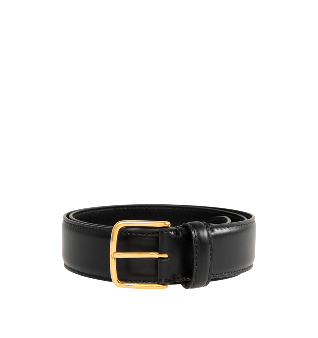 Image 1 of 2 - BLACK - THE ROW Maxi Classic Leather Belt featuring sleek calfskin leather with palladium metal buckle and fixed loop. 100% leather. Made in Italy.