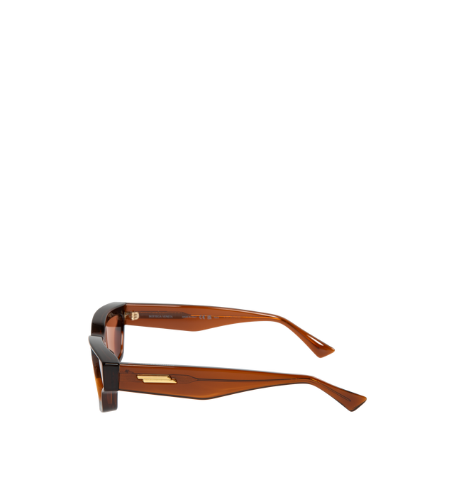 Image 2 of 3 - BROWN - BOTTEGA VENETA Square Sunglasses featuring acetate frames and gold-tone hardware at temples. Made in Italy. 
