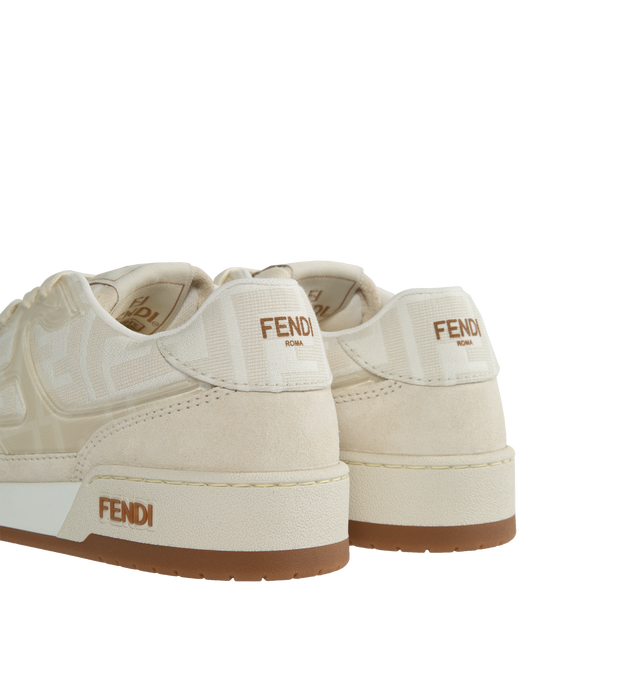 Image 3 of 5 - WHITE - FENDI Match Canvas Low-Tops featuring injection-moulded FF appliqu, Fendi lettering on the side and rubber sole. 100% calf leather. Interior: 100% polyester. Made in Italy. 
