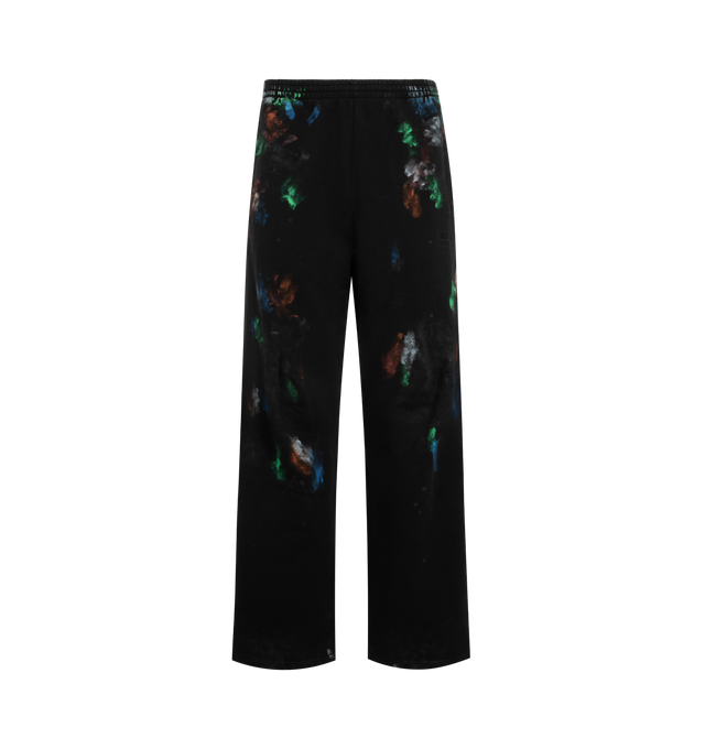 Image 1 of 3 - BLACK - BALENCIAGA Painter's Baggy Sweatpants featuring dry fleece, mid-waist, elasticated waistband, 2 slash pockets, Painter's shirt artwork on the front and the back and tone-on-tone loop sports icon embroidery on left leg. 100% cotton. Made in Portugal.