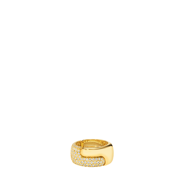 Image 1 of 4 - GOLD - PAMELA ZAMORE Holos Diamond Wide Band featuring two sculptural halves of a piece interlocking to become one. Hand-finished. 18K yellow gold, 11.6g. 2.3ct diamonds. Hirshleifers offers a range of pieces from this collection in-store. For personal consultation and detailed information about jewelry, please contact our dedicated stylist team at personalshopping@hirshleifers.com. This item may be restricted for online purchase to international clients. For assistance purchasing this item p