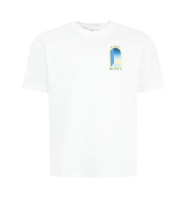 Image 1 of 2 - WHITE - CASABLANCA Arches T-Shirt featuring logo print, crew neck, short sleeves and relaxed fit. 100% organic cotton.