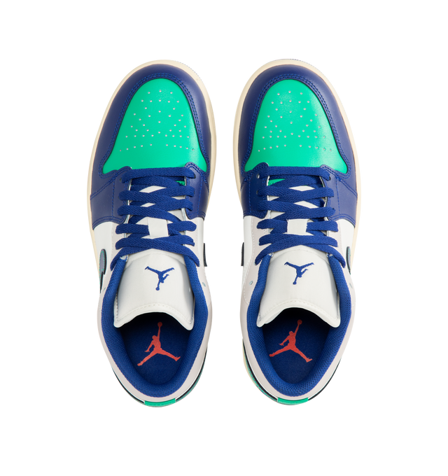 Image 5 of 5 - BLUE - NIKE Air Jordan 1 Low Sneaker featuring lace up closure, encapsulated Air-Sole unit that provides lightweight cushioning, genuine leather in the upper and solid rubber outsole.