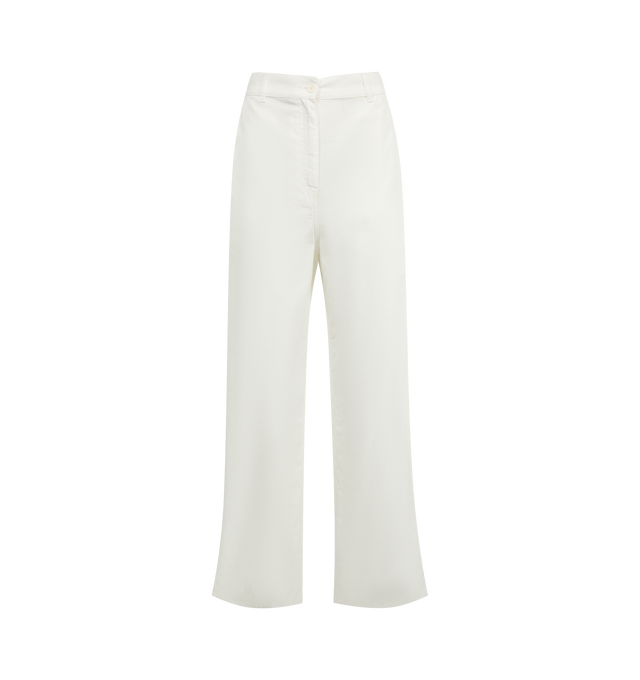 Image 1 of 3 - WHITE - THE ROW Sharka Pant in Cotton and Cashmere featuring mid-rise cargo pant in soft cotton and cashmere gabardine with straight leg, painter's loop detail and side slash pockets. 95% cotton, 5% cashmere. Lined in 100% cotton. Made in Italy.