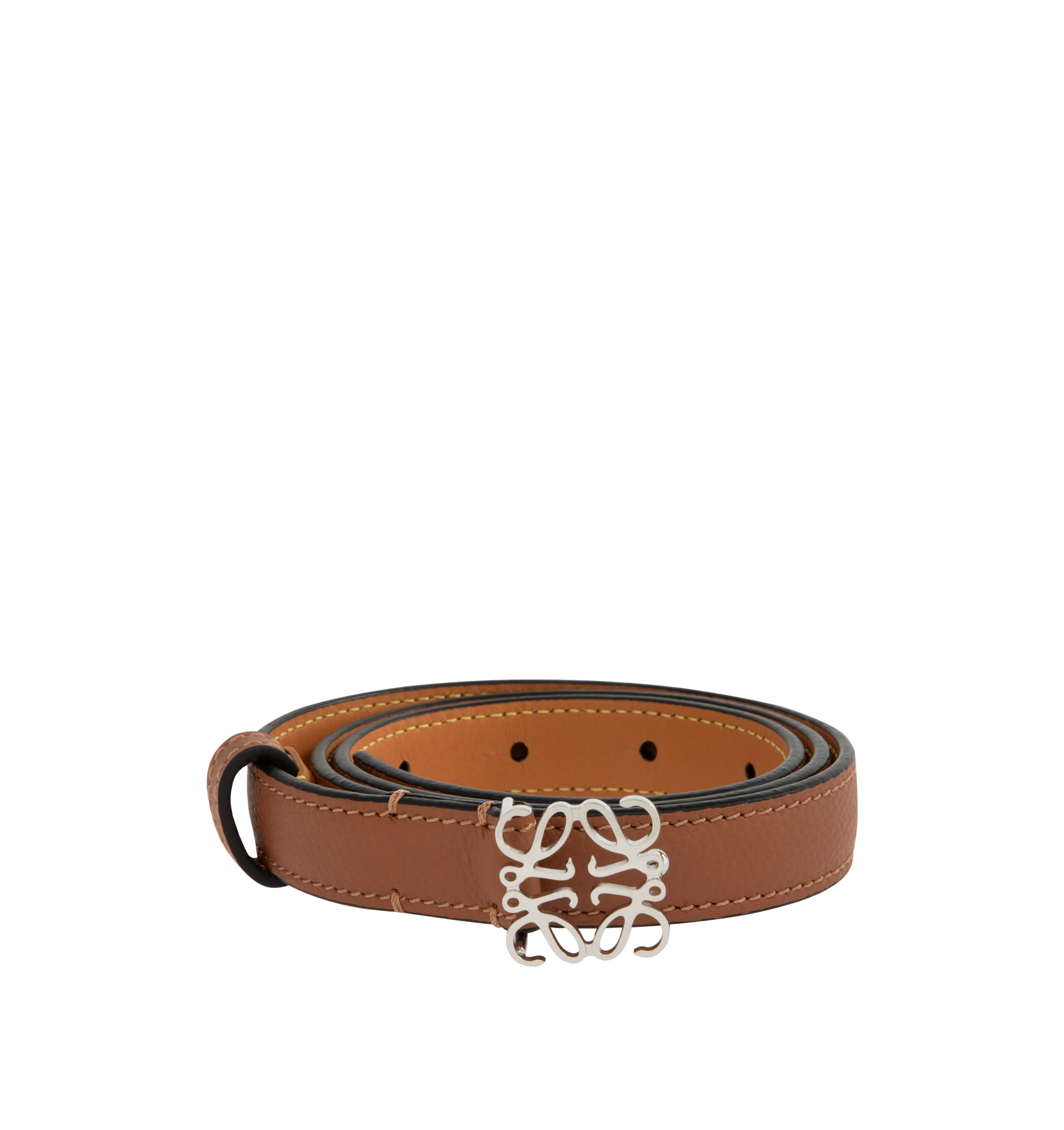 【LOEWE】ANAGRAM 2CM BELT◆E821Z15X02 Anagram belt in pebble grain calfskin Beige - LOEWE
