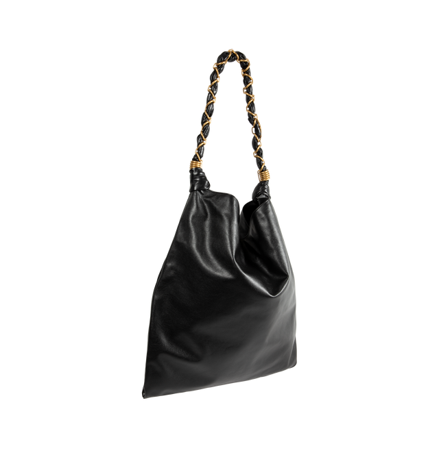 Image 2 of 4 - BLACK - Saint Laurent Womens Shoulder Bag is crafted from smooth calfskin leather. Features a woven CASSANDRE chain shoulder strap, cotton lining, bronze-tone hardware, and spacious interior. Dimensions: 46 38 25 cm; Strap Drop: 36 cm. Main Material: Calfskin Leather; Hardware: Brass; Lining: Cotton. Made in Italy.