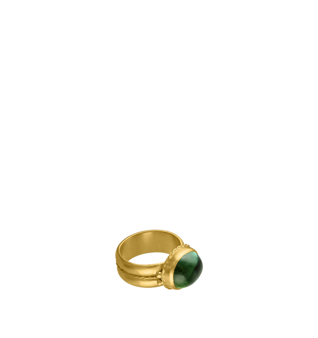 Image 1 of 3 - GOLD - PROUNIS Green Tourmaline Nauta Ring featuring Green Tourmaline and 22K gold. 9mm wide. Hirshleifers offers a range of pieces from this collection in-store. For personal consultation and detailed information about jewelry, please contact our dedicated stylist team at personalshopping@hirshleifers.com. This item may be restricted for online purchase to international clients. For assistance purchasing this item please contact our dedicated stylist team at personalshopping@hirshleifers.com