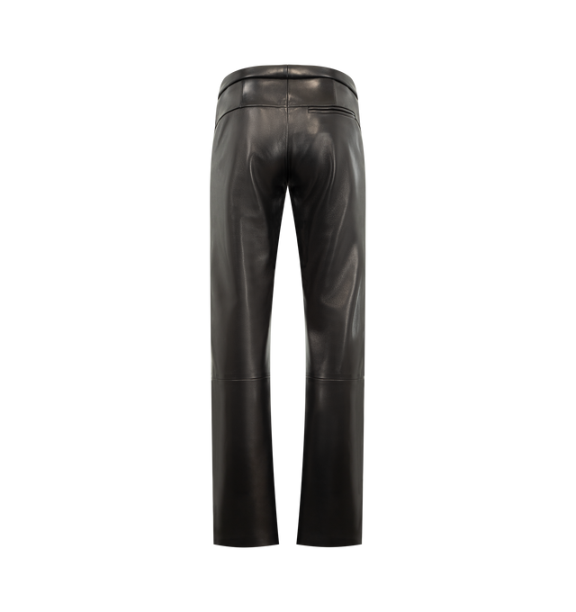 Image 2 of 3 - BLACK - KHAITE Miles Pant featuring a reimagined work pant in soft and lightweight plong lambskin, sits lower on the waist, an eased fit shaped by subtle darts the back, clean waistband, inset side pockets and back welt pockets. 100% lamb.