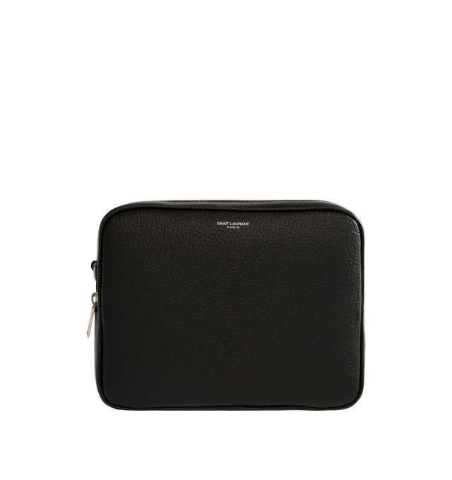 Image 1 of 3 - BLACK - Saint Laurent Men's Small Leather Camera Bag is crafted from grained leather and features a compact camera bag silhouette accented by the maison's signature lettered logo. Designed for everyday versatility, this style is finished with a removable and adjustable shoulder strap, a top zip closure, silver-tone hardware, and multiple pockets for organized storage. Main Material: Grained Leather. Hardware: Silver-Tone. Closure: Top Zip. Strap: Removable and Adjustable Shoulder Strap. Exter