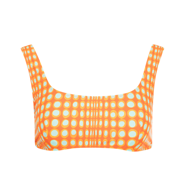 Image 1 of 2 - ORANGE - CHRISTOPHER JOHN ROGERS Wiggle Dot Bikini Top featuring square neck, print throughout and back closure.