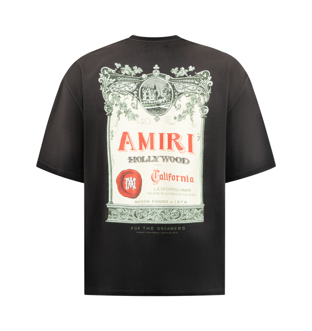 Image 2 of 2 - BLACK - AMIRI Chateau Stamp T-Shirt featuring faded-effect jersey, graphic print, crew neck, short sleeves and oversized fit. 100% cotton. Made in Italy.