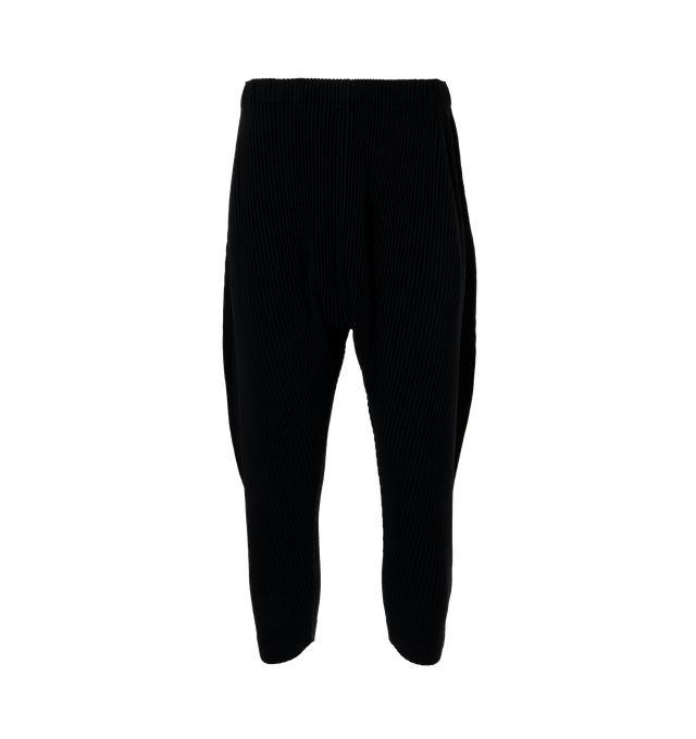 Image 1 of 4 - BLACK - ISSEY MIYAKE Pleats Bottoms 2 featuring a high waist, tapered leg, and two side pockets. 100% polyester. 
