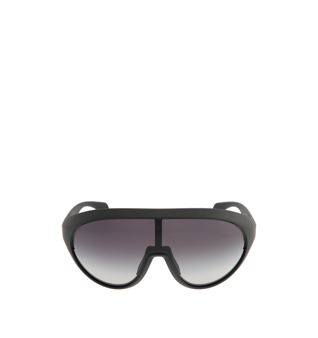 Image 1 of 2 - BLACK - RICK OWENS X MONCLER Contrast Oval Sunglasses featuring oval frame and logo details.