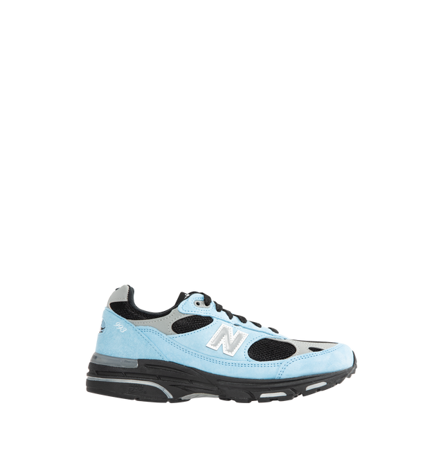 Image 1 of 5 - BLUE - NEW BALANCE 993 Sneaker featuring mesh upper, suede overlays, ABZORB midsole, ACTEVA cushioning, reflective accents designed to catch the light and full-length rubber outsole with Ndurance rubber heel for added durability.