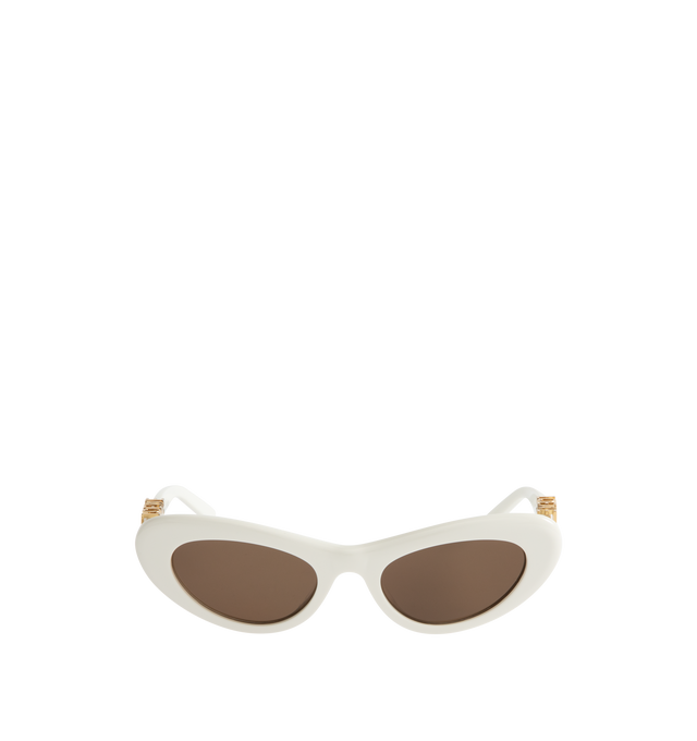 Image 1 of 3 - WHITE - Loewe Slim sunglasses in a slim acetate construction with LOEWE in a gold finish on the temple. UVA/UVB protection.