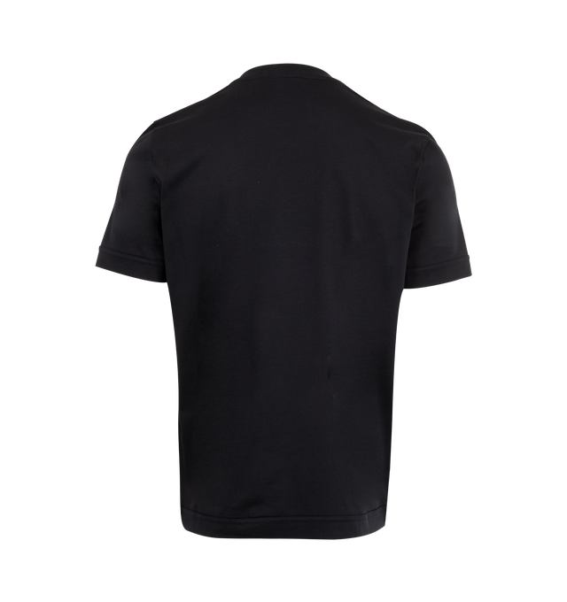 Image 2 of 2 - NAVY - MONCLER T-Shirt featuring cotton jersey, crew neck, short sleeves and silicone logo patch. 100% cotton.