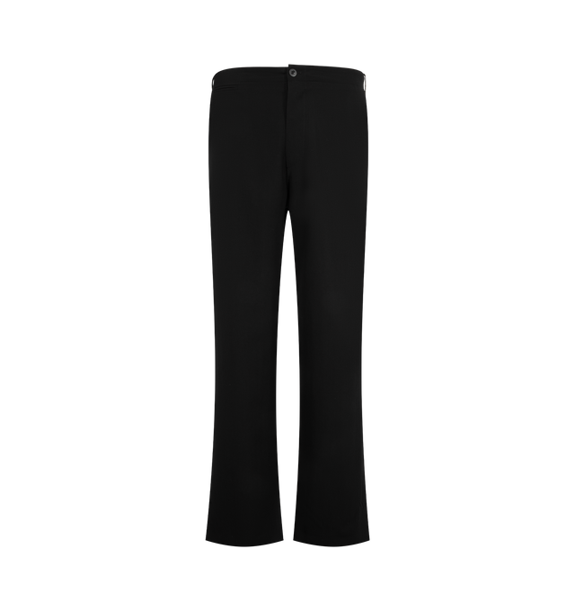Image 1 of 3 - BLACK - The Row Men's Ramil Pants are crafted from ultrafine merino wool woven in a poplin structure for a compact yet lightweight feel. Designed with a relaxed straight fit that sits at the mid-waist, these designer trousers feature a flat front, coin pocket detail, side slash pockets, and back welt pockets for a refined approach to classic tailoring. Main Material: 100% Virgin Wool. Fit: Relaxed Straight. Rise: Mid-Waist. Pockets: Coin Pocket, Side Slash Pockets and Back Welt Pockets. Made