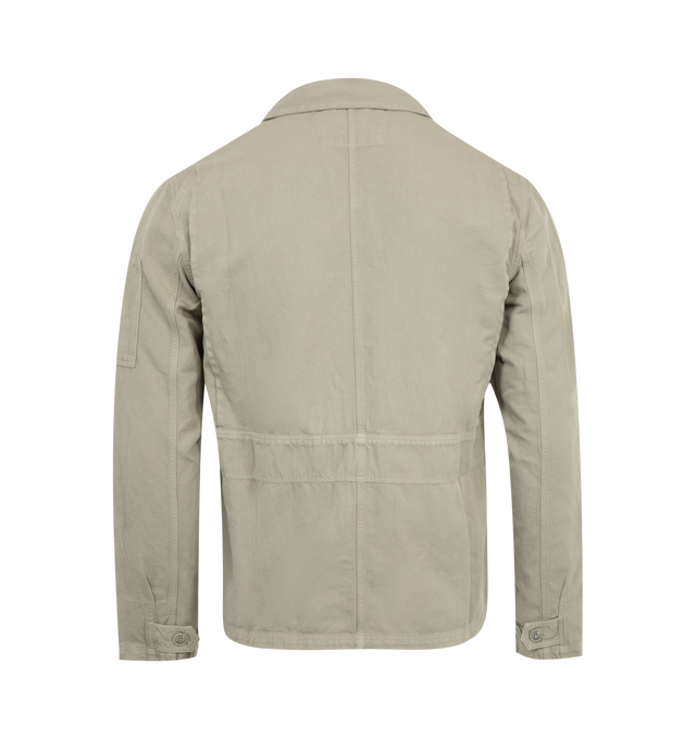 Image 2 of 3 - GREEN - C.P. COMPANY Full Zip Overshirt crafted in garment dyed armatured cotton/linen, lens detail, regular fit, classic collar, full zip fastening, chest zip pockets, sleeve zip pocket, lens detail and adjustable button cuffs. 51% cotton, 49% flax/linen.