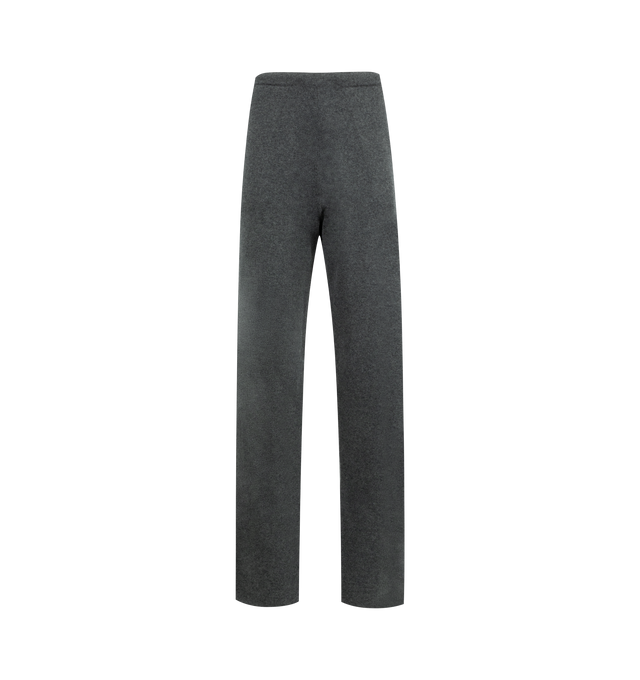 Image 1 of 3 - GREY - EXTREME CASHMERE Rush Pant featuring cashmere trousers with a drawstring waistband, side pockets, one back pocket and a raw cut hem. 89% cashmere, 10% nylon, 1% spandex.