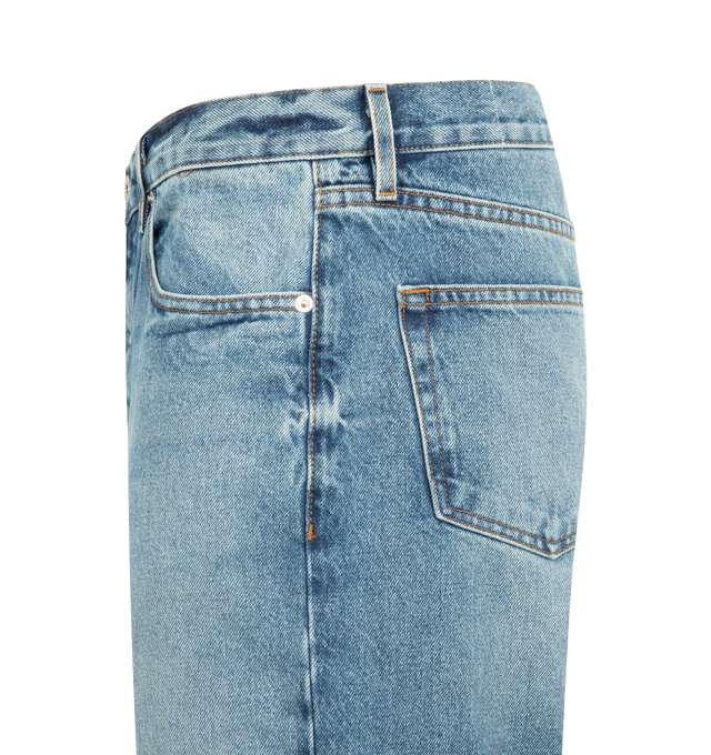 Image 3 of 3 - BLUE - GALLERY DEPT. Twisted Wide Leg Jeans featuring five-pocket style, wide-leg, mid rise, top-button and zip-fly fastening, belt loops and raw edge hem. 100% cotton.