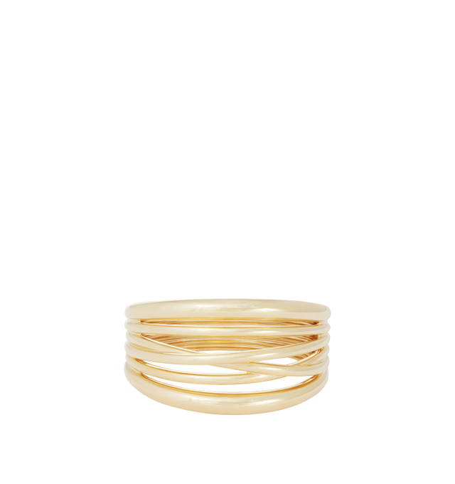Image 1 of 1 - GOLD - SIDNEY GARBER Scribble Bracelet featuring an overlapping stack of six bracelets but is crafted in one clever piece. The bracelet is made by hand in yellow gold and snaps closed in one click. 18k yellow gold. 56.0X45.5mm. Hirshleifers offers a range of pieces from this collection in-store. For personal consultation and detailed information about jewelry, please contact our dedicated stylist team at personalshopping@hirshleifers.com. This item may be restricted for online purchase to int