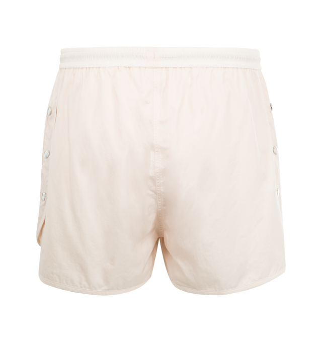 Image 2 of 3 - WHITE - Adidas x Wales Bonner Nylon Shorts featuring regular fit, drawcord on elastic waist, metallic buttons on the back that secure the overlapping nylon material and side pockets. 100% nylon.