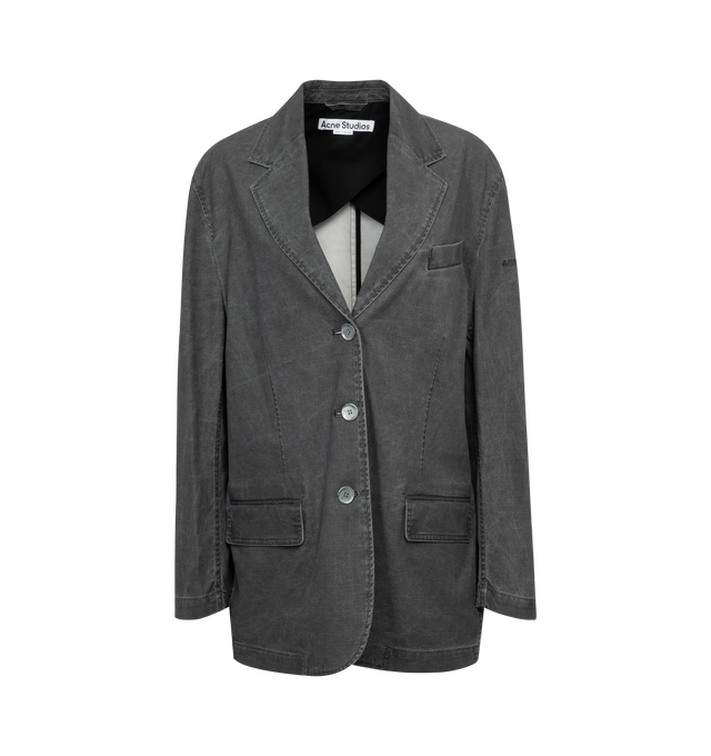 Image 1 of 2 - BLACK - ACNE STUDIOS Suit Jacket featuring relaxed fit, wide shoulders, below hip length, single-breasted, button-up closure and chest and front pockets. 100% cotton. 
