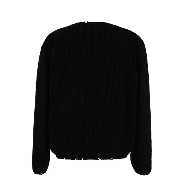 Image 2 of 2 - BLACK - Second/Layer Friends Pullover Waffle Knit Sweater is crafted from a wool and cashmere blend yarn and features a relaxed, cropped silhouette with a textured waffle-knit construction. Main Material: Wool and Cashmere Blend.
