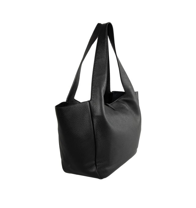 Image 2 of 3 - BLACK - SAINT LAURENT Bea Shop Bag featuring leather tab closure, suede lining, inner zip pocket and inner ties to collapse or expand the sides. 19.7 X 11 X 7.1 inches. 100% deerskin. Made in Italy.
