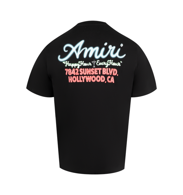 Image 2 of 2 - BLACK - AMIRI Neon Lights T-shirt featuring cotton jersey, oversized fit, rib-knit crewneck, short sleeves, logo and text printed at chest and back and dropped shoulders. 100% cotton. Made in Italy.