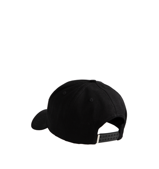 Image 2 of 3 - BLACK - Amiri Crystal Hat has an embroidered design with crystal details, a strap fastening at the back, embroidered eyelets, an internal headband, and a curved peak. 100% cotton. Made in USA.
