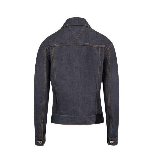 Image 2 of 2 - BLUE - BOTTEGA VENETA Denim Shirt Jacket featuring buttoned front closure, classic collar, two front patch pockets, contrast topstitching and buttoned cuffs. 100% cotton. Made in Italy.
