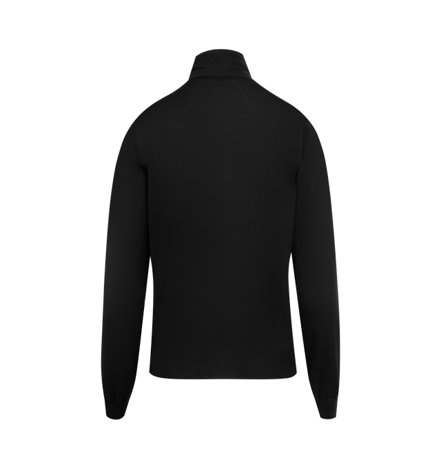 Image 2 of 2 - BLACK - SAINT LAURENT Lavallire Cardigan in cashmere, wool, and silk featuring a lavallire tie, front button closure and long sleeves. 35% cashmere, 35% wool, 30% silk. Made in Italy.