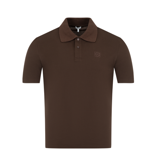 Image 1 of 2 - BROWN - LOEWE Polo in lightweight cotton piqu featuring regular fit, regular length, buttoned polo collar and anagram embroidery placed on the chest. Cotton. Made inPortugal.