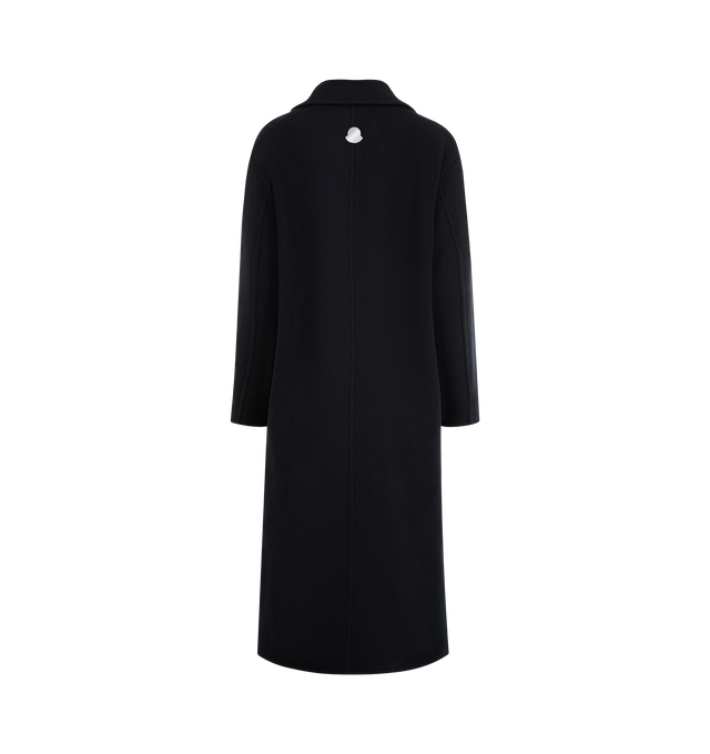 Image 3 of 4 - NAVY - MONCLER GENIUS X JIL SANDER Barrelene 3-in-1 Wool Coat featuring double wool, viscose lining, detachable down-filled nylon inner with snap button closure, button closure and detachable metal logo pin. 100% virgin wool. Lining: 100% viscose/rayon. 100% polyamide/nylon. Padding: 90% down, 10% feather. Made in Italy.