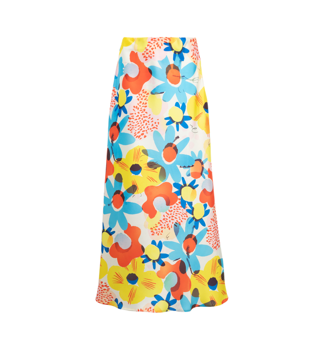 Image 1 of 4 - MULTI - CHRISTOPHER JOHN ROGERS Petunis Floral Bias Skirt featuring midi length, slim silhouette, bias cut and elastic waistband. 100% viscose. 