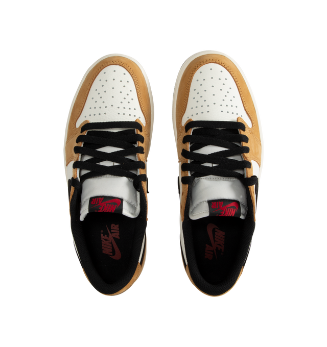 Image 5 of 5 - MULTI - Jordan Air Jordan 1 Low OG Sneakers are a lace-up style with perforated toes, foam midsoles, logos at the heels, and rubber traction soles.