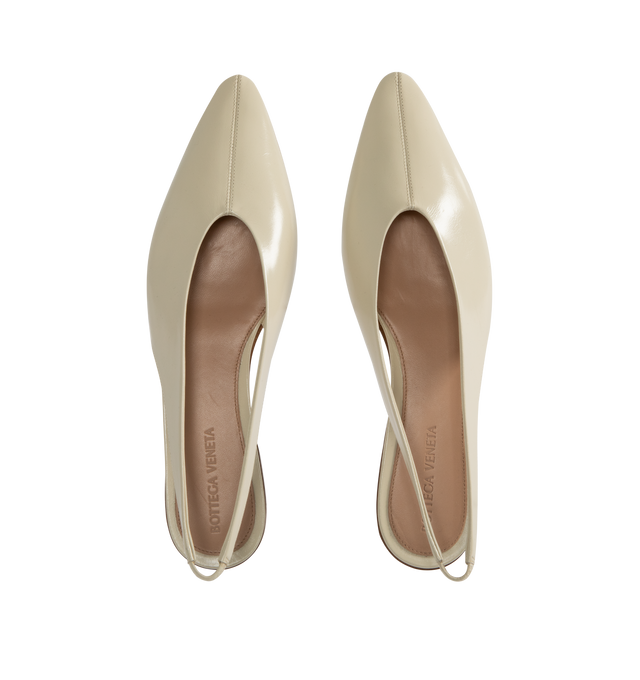 Image 4 of 4 - WHITE - BOTTEGA VENETA Sofia Sling Back Ballerina featuring supple construction in shiny calfskin, elasticated back and rubber injected leather outsole. Calfskin. Made in Italy.