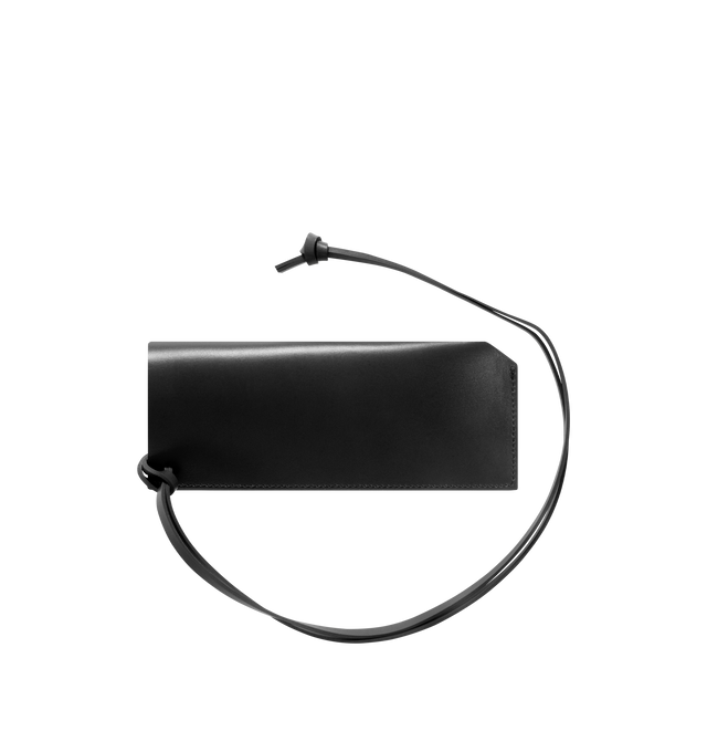 Image 1 of 3 - BLACK - AURALEE Leather Sunglasses Case featuring premium box calf leather, the interior is lined with Torays Ultrasuede and leather strap. 2.9cm x 6.4cm. Calf leather. Made in Japan.
