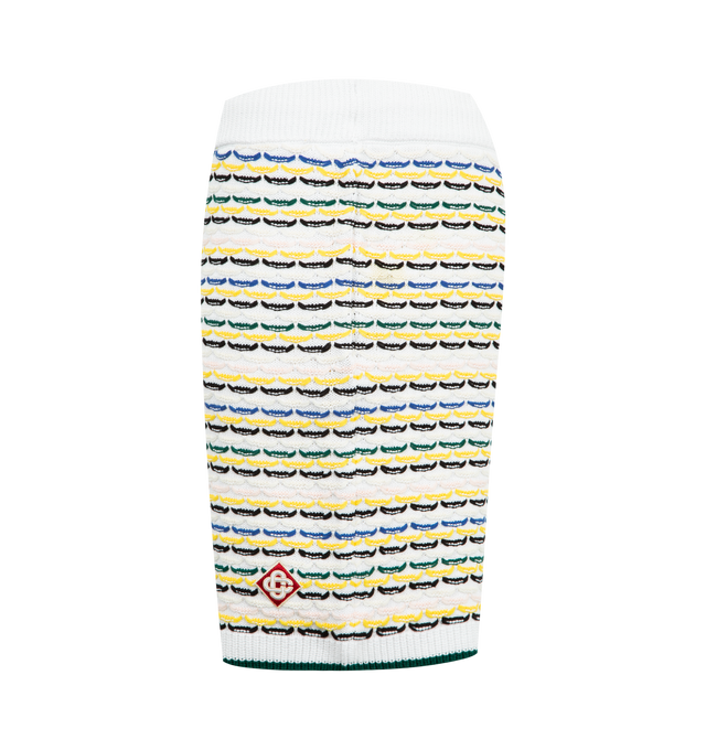 Image 3 of 3 - MULTI - CASABLANCA Tuck Stitch Shorts featuring a knitted design, signature diamond logo, ribbed elasticised waistband, drawstring fastening, ribbed hem detail and a relaxed silhouette. 100% cotton.