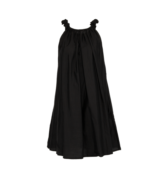 Image 1 of 3 - BLACK - DEIJI STUDIOS Break Dress featuring a crisp and lightweight mini-length dress, a crew neckline with keyhole and tie front feature. 100% organic cotton poplin. 